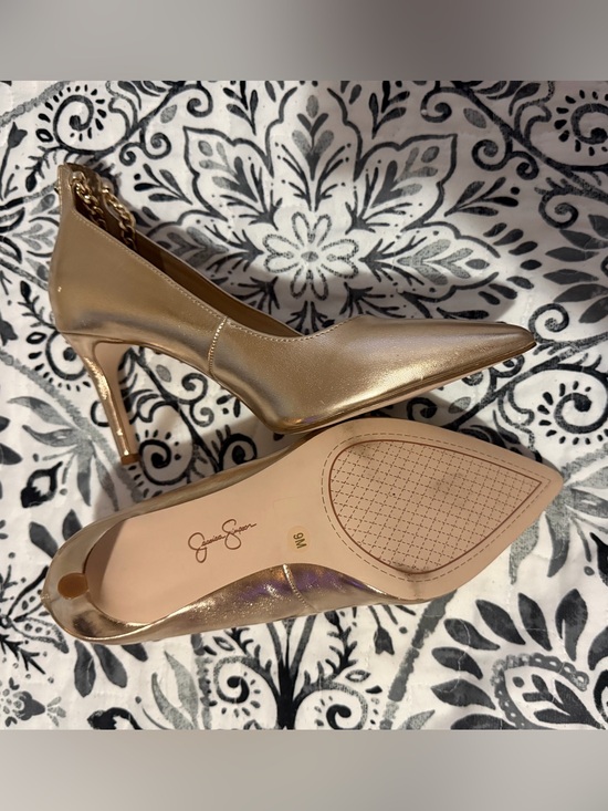 Jessica Simpson Shoes - Jessica Simpson Shimmery Gold Pointed Toe Stilettos